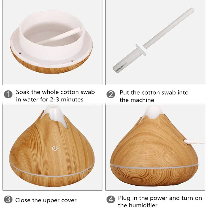 Créez une ambiance zen et apaisante dans votre intérieur avec ce diffuseur d’huiles essentielles 350ml au design grain de bois naturel. Fonction brumisation pour humidifier l'air -7 couleurs LED